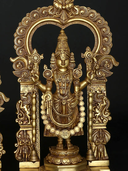 Brassaura® Brass Lakshmi & Vishnu Statue | Height 22 Inches & Weight 27.63 kg