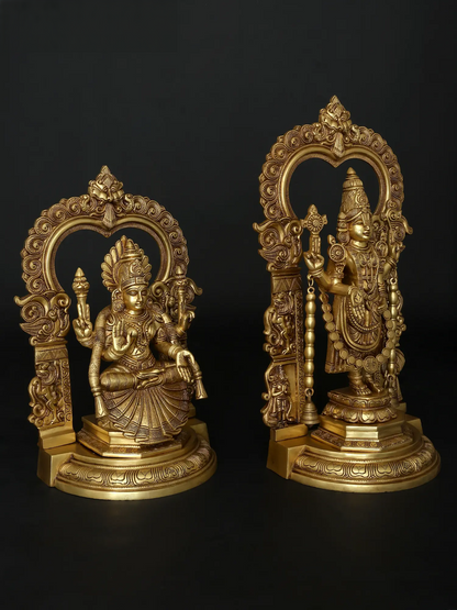 Brassaura® Brass Lakshmi & Vishnu Statue | Height 22 Inches & Weight 27.63 kg