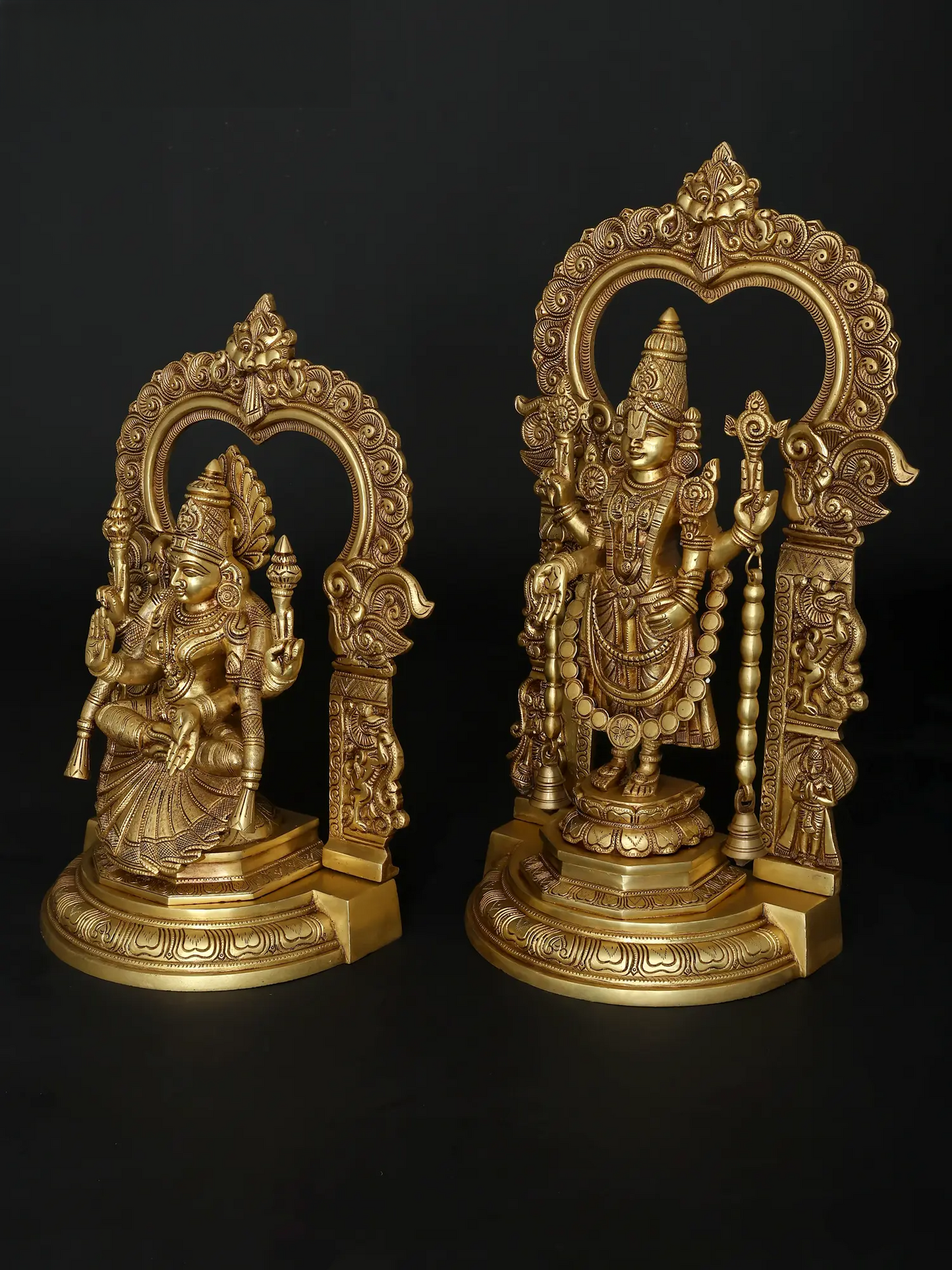 Brassaura® Brass Lakshmi & Vishnu Statue | Height 22 Inches & Weight 27.63 kg