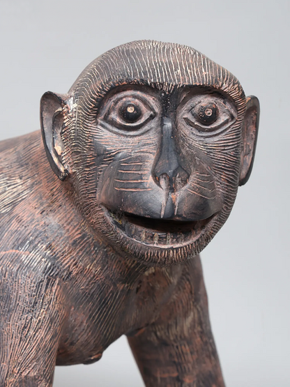 Brassaura® ब्रास मंकी स्कल्पचर | एंटीक फ़िनिश | ऊंचाई 14 इंच और वज़न 13.54 किग्रा