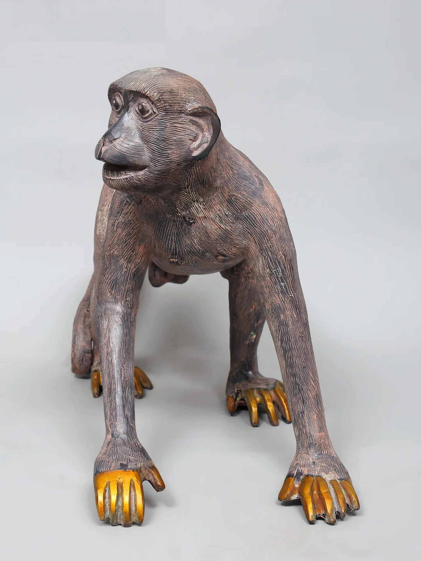 Brassaura® ब्रास मंकी स्कल्पचर | एंटीक फ़िनिश | ऊंचाई 14 इंच और वज़न 13.54 किग्रा