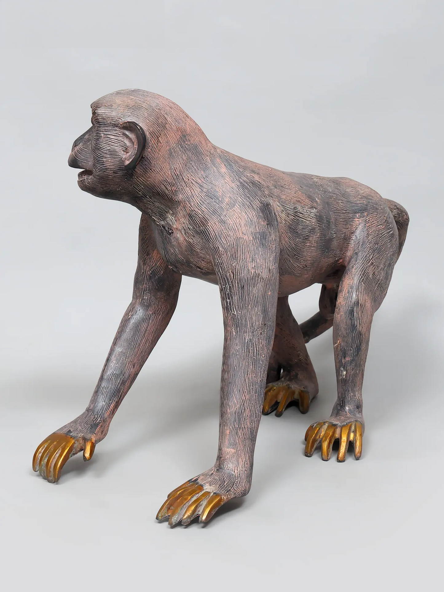 Brassaura® ब्रास मंकी स्कल्पचर | एंटीक फ़िनिश | ऊंचाई 14 इंच और वज़न 13.54 किग्रा