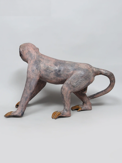 Brassaura® ब्रास मंकी स्कल्पचर | एंटीक फ़िनिश | ऊंचाई 14 इंच और वज़न 13.54 किग्रा