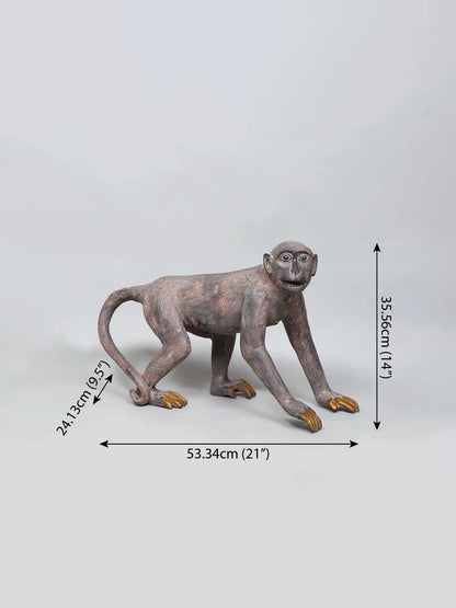 Brassaura® ब्रास मंकी स्कल्पचर | एंटीक फ़िनिश | ऊंचाई 14 इंच और वज़न 13.54 किग्रा