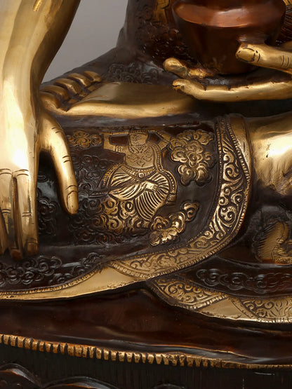 Brassaura® Antique Finish Meditating Buddha Statue | Brass Sculpture | Height 33 Inches & Weight 51.40 kgs