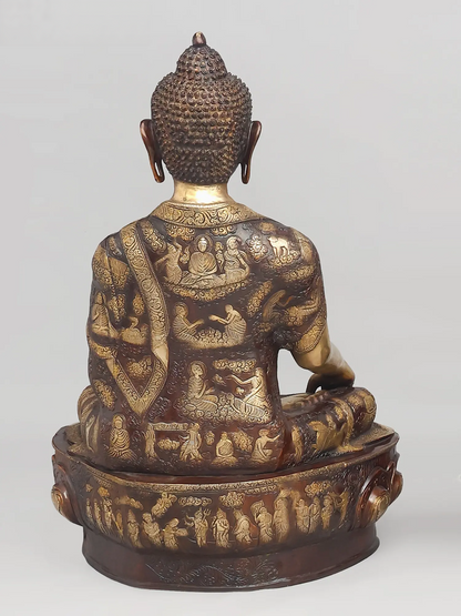 Brassaura® Antique Finish Meditating Buddha Statue | Brass Sculpture | Height 33 Inches & Weight 51.40 kgs