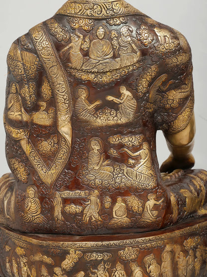 Brassaura® Antique Finish Meditating Buddha Statue | Brass Sculpture | Height 33 Inches & Weight 51.40 kgs