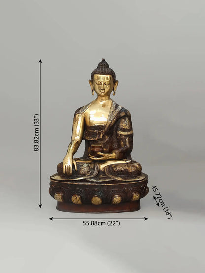 Brassaura® Antique Finish Meditating Buddha Statue | Brass Sculpture | Height 33 Inches & Weight 51.40 kgs