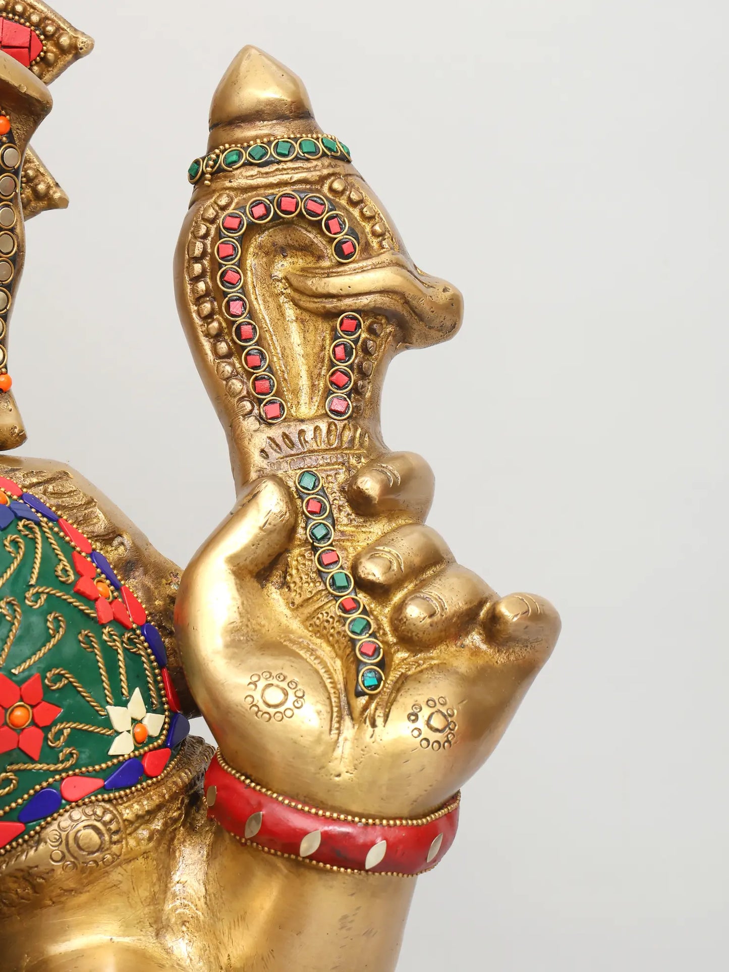Brassaura™ Brass Ganesha Statue with Inlay Stonework | Height 31 Inches & Weight 49.25 kgs