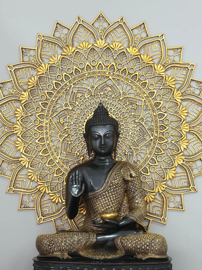Brassaura® Brass Buddha Statue (Without Mandala Art) | Height 33 Inches & Weight 29.47 kgs