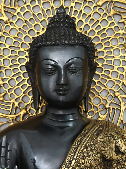 Brassaura® Brass Buddha Statue (Without Mandala Art) | Height 33 Inches & Weight 29.47 kgs