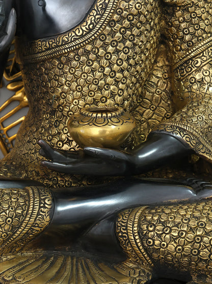 Brassaura® Brass Buddha Statue (Without Mandala Art) | Height 33 Inches & Weight 29.47 kgs