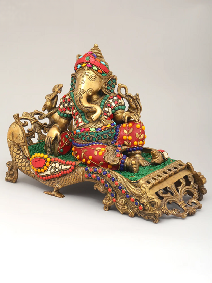 Brassaura™ Brass Ganesha Statue | Height 7 Inches & Weight 4.62 kgs