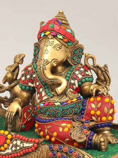 Brassaura™ Brass Ganesha Statue | Height 7 Inches & Weight 4.62 kgs
