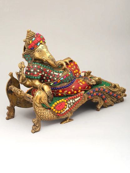 Brassaura™ Brass Ganesha Statue | Height 7 Inches & Weight 4.62 kgs