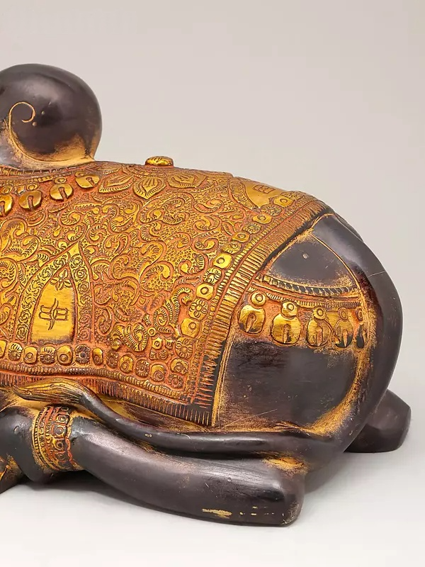 Brassaura™ Brass Nandi Statue | Height 10 Inches & Weight 10.49 kg