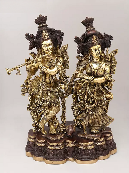 Brassaura® Brass Radha Krishna Statue | Height 27.5 Inches & Weight 37.42 kg