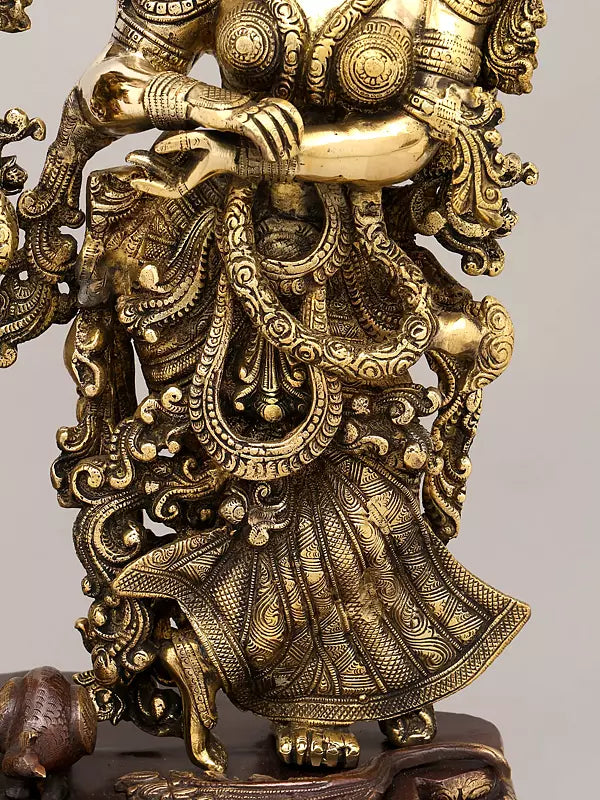 Brassaura® Brass Radha Krishna Statue | Height 27.5 Inches & Weight 37.42 kg