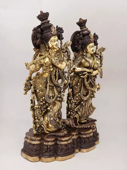 Brassaura® Brass Radha Krishna Statue | Height 27.5 Inches & Weight 37.42 kg
