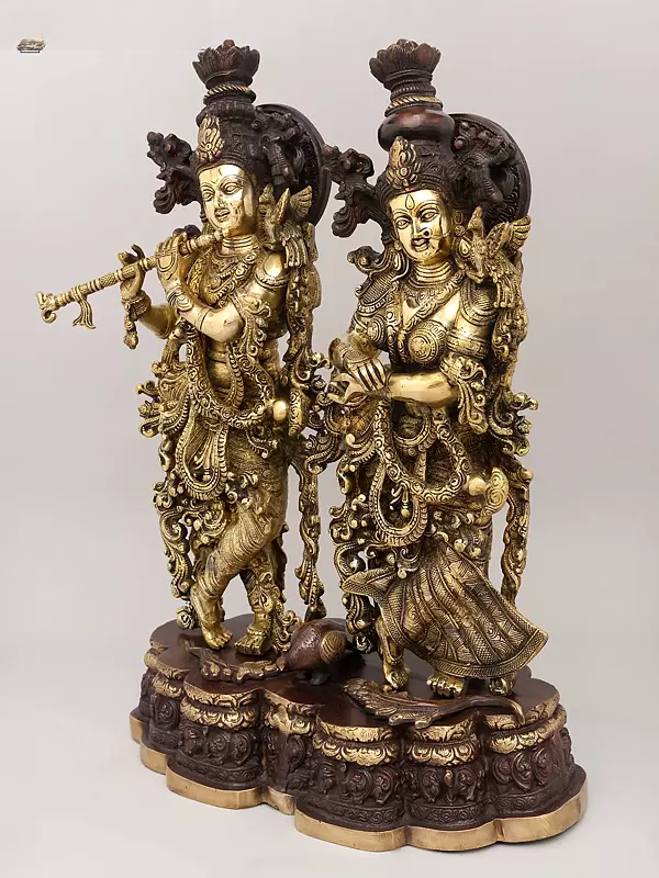 Brassaura® Brass Radha Krishna Statue | Height 27.5 Inches & Weight 37.42 kg