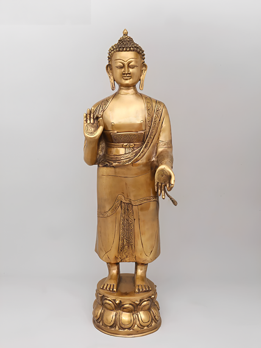 ब्रसुरा® खड़ी बुद्ध प्रतिमा | ऊंचाई 37.6 इंच और वजन 21.66 किलोग्राम