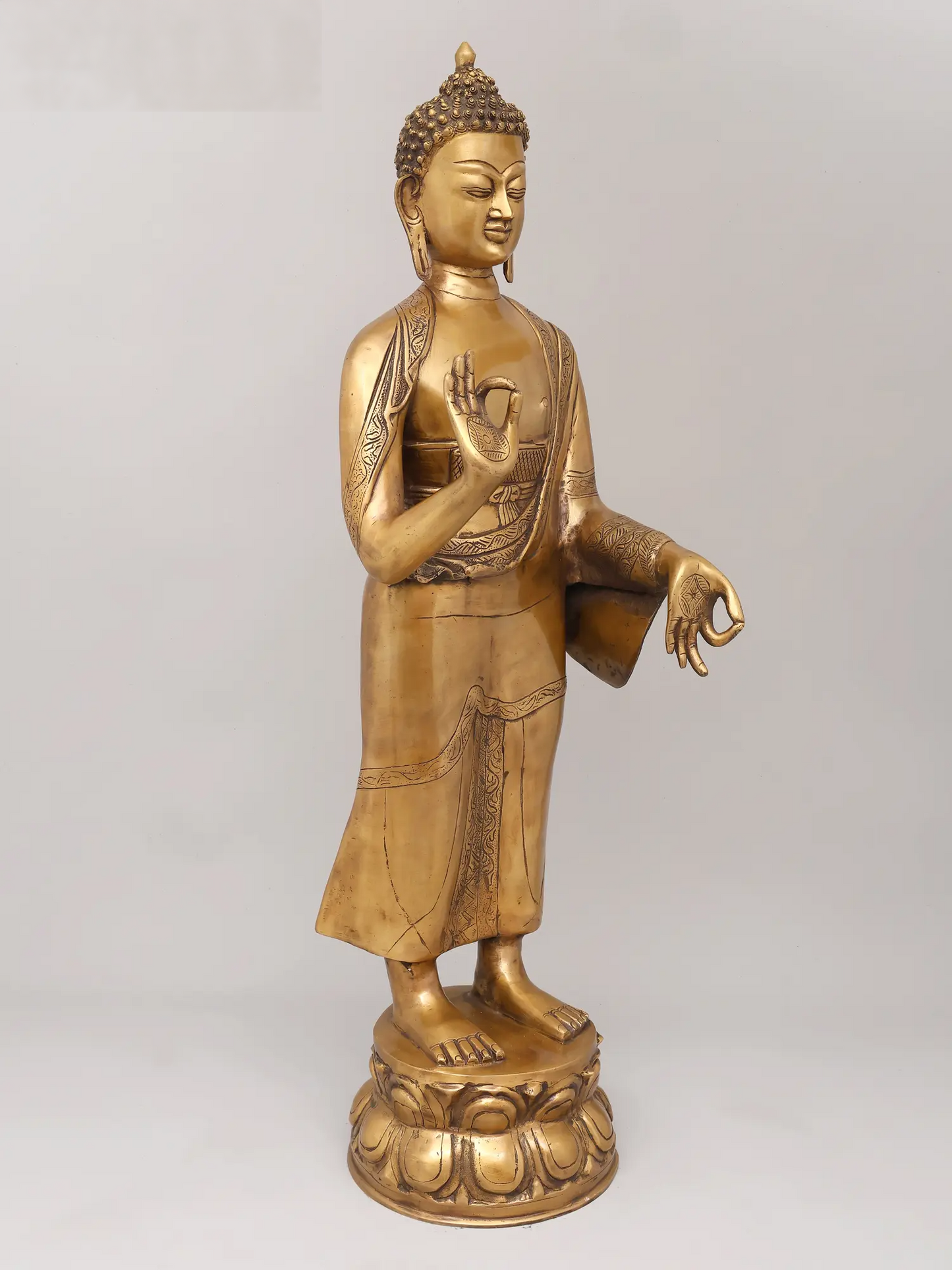 Brassaura® Standing Buddha Statue | Height 37.6 Inches & Weight 21.66 kgs