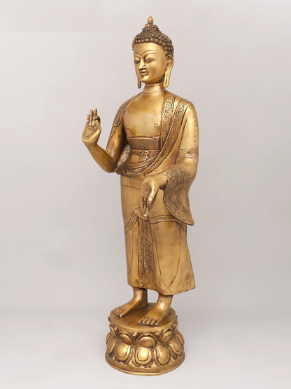 Brassaura® Standing Buddha Statue | Height 37.6 Inches & Weight 21.66 kgs
