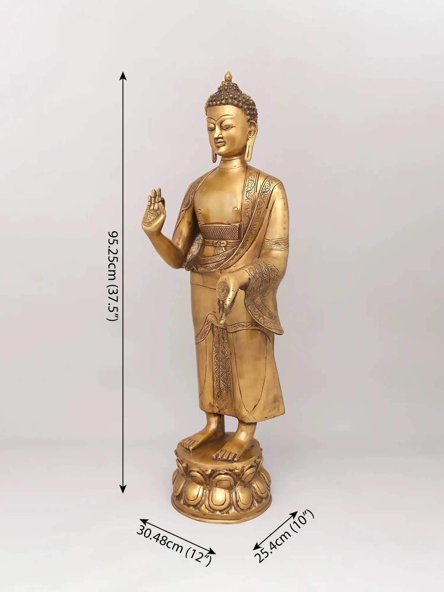 Brassaura® Standing Buddha Statue | Height 37.6 Inches & Weight 21.66 kgs