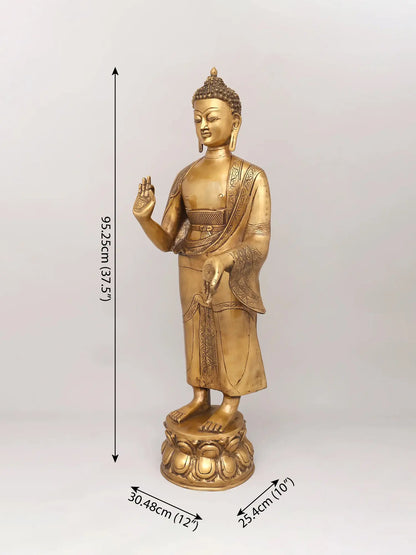 Brassaura® Standing Buddha Statue | Height 37.6 Inches & Weight 21.66 kgs