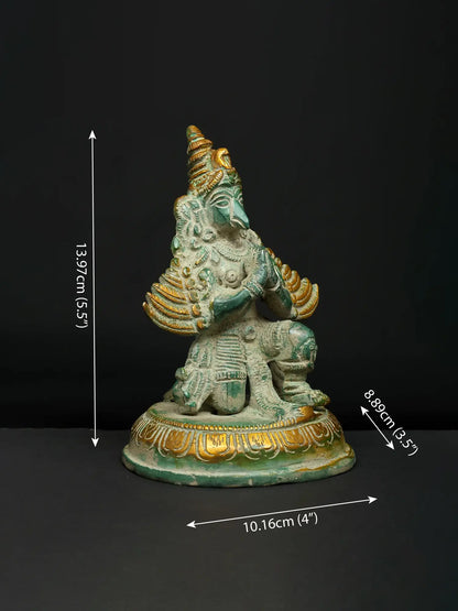 ब्रस्सौड़ा® पीतल गरुड़ मूर्ति | ऊँचाई 6 इंच और वज़न 0.90 किलो