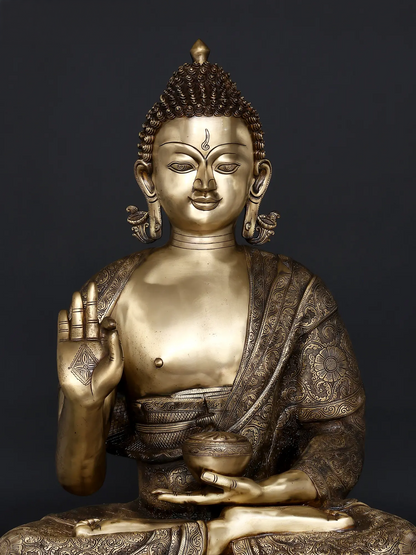 Brassaura® Brass Buddha Statue | Height 36 Inches & Weight 52.60 kgs