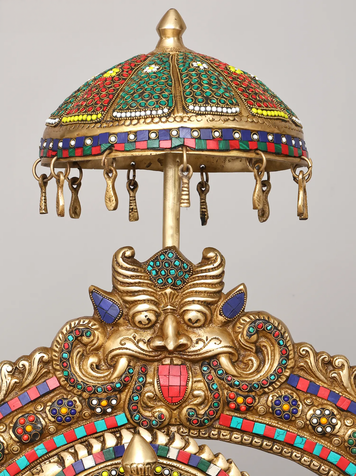 Brassaura® Goddess Saraswati on Royal Throne with Inlay Work | Height 47 Inches & Weight 91.72 kgs