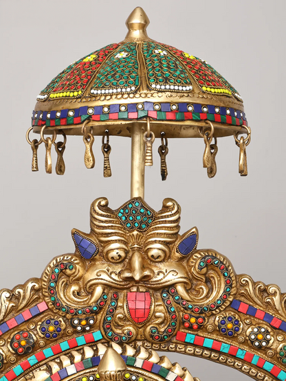 Brassaura® Goddess Saraswati on Royal Throne with Inlay Work | Height 47 Inches & Weight 91.72 kgs
