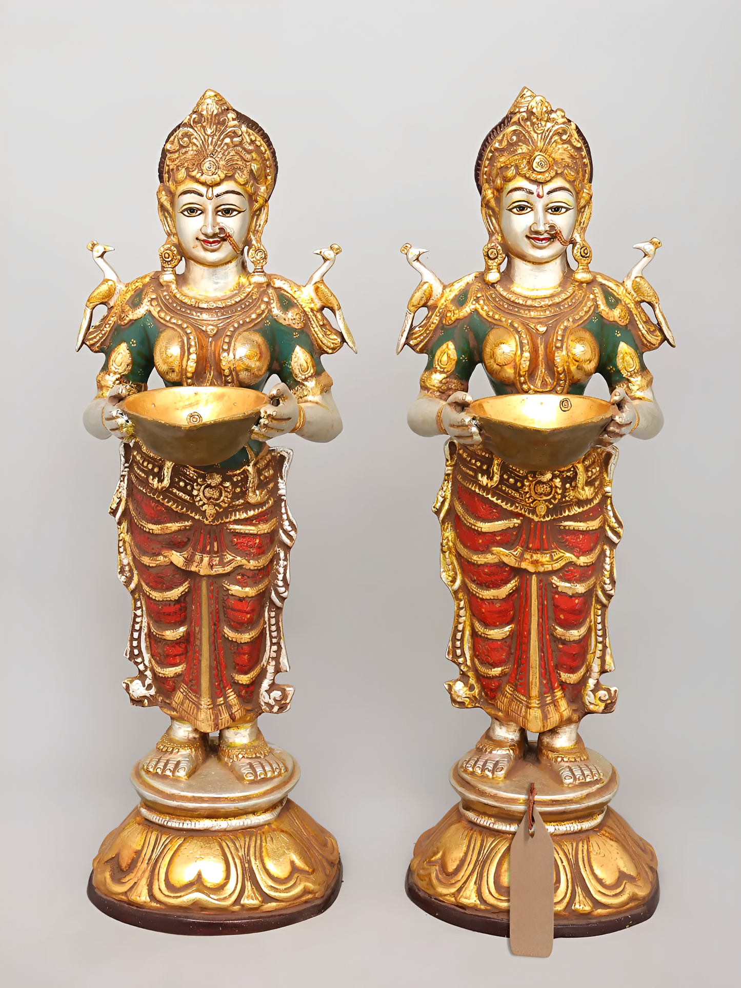 Brassaura® Deep Lakshmi Pair | Brass with Handcrafted Detailing | Height 28.5 Inches & Weight 31.34 kgs