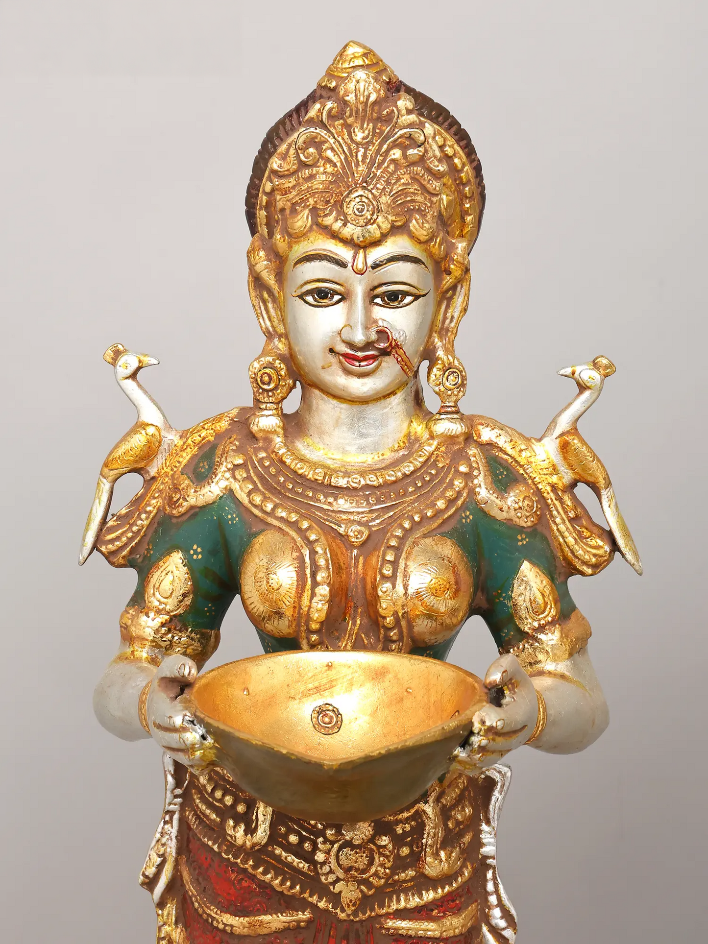 Brassaura® Deep Lakshmi Pair | Brass with Handcrafted Detailing | Height 28.5 Inches & Weight 31.34 kgs