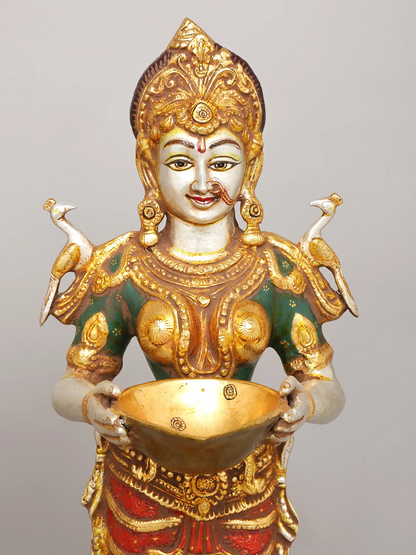 Brassaura® Deep Lakshmi Pair | Brass with Handcrafted Detailing | Height 28.5 Inches & Weight 31.34 kgs
