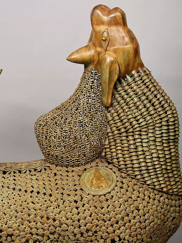 Brassaura™ Brass Huge Stylized Nandi Statue with Leaves, Ghungroos & Bells | Height 60 Inches & Weight 114.25 kg