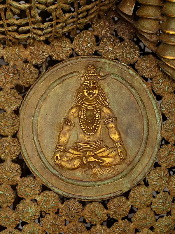 Brassaura™ Brass Huge Stylized Nandi Statue with Leaves, Ghungroos & Bells | Height 60 Inches & Weight 114.25 kg