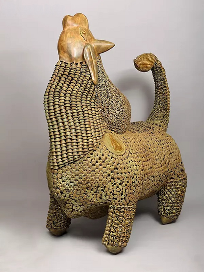 Brassaura™ Brass Huge Stylized Nandi Statue with Leaves, Ghungroos & Bells | Height 60 Inches & Weight 114.25 kg