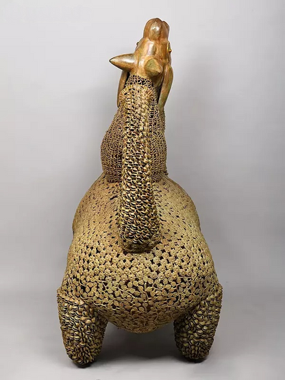 Brassaura™ Brass Huge Stylized Nandi Statue with Leaves, Ghungroos & Bells | Height 60 Inches & Weight 114.25 kg