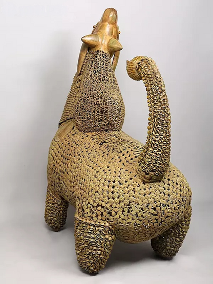 Brassaura™ Brass Huge Stylized Nandi Statue with Leaves, Ghungroos & Bells | Height 60 Inches & Weight 114.25 kg