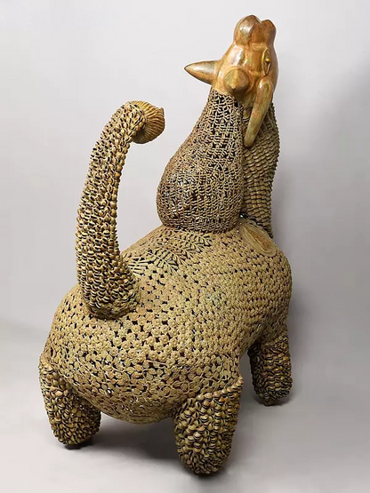 Brassaura™ Brass Huge Stylized Nandi Statue with Leaves, Ghungroos & Bells | Height 60 Inches & Weight 114.25 kg