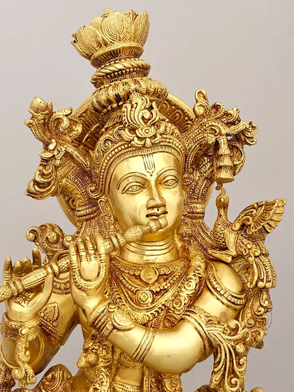 Brassaura® Brass Cow Krishna Statue | Height 28 Inches & Weight 35.20 kg