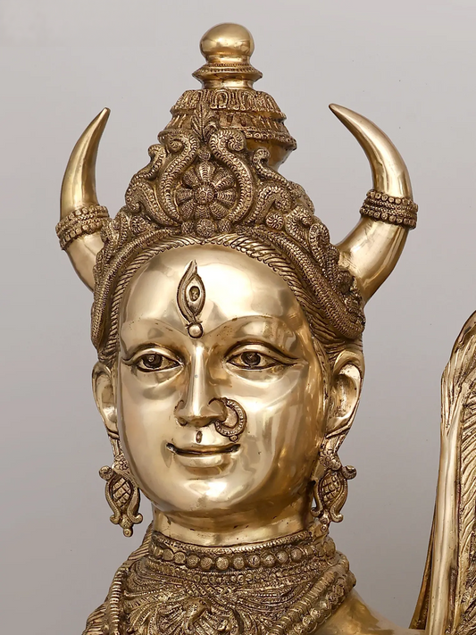 Brassaura™ दिव्य कामधेनु | पीतल में पवित्र मनोकामना पूर्ण करने वाली गाय | ऊंचाई 46 इंच और वजन 140 किलोग्राम