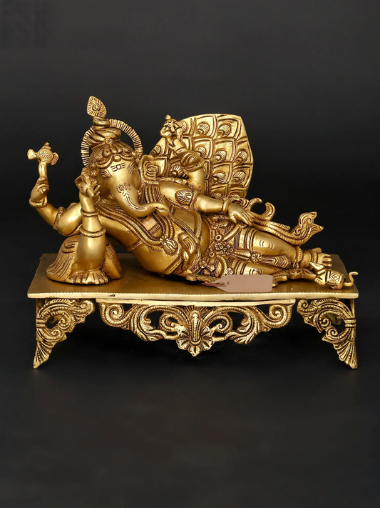 ब्रासौराज™ शुद्ध पीतल गणेश मूर्ति घर के मंदिर की सजावट के लिए | 8.5 इंच ऊंचाई | 5.80 किलोग्राम