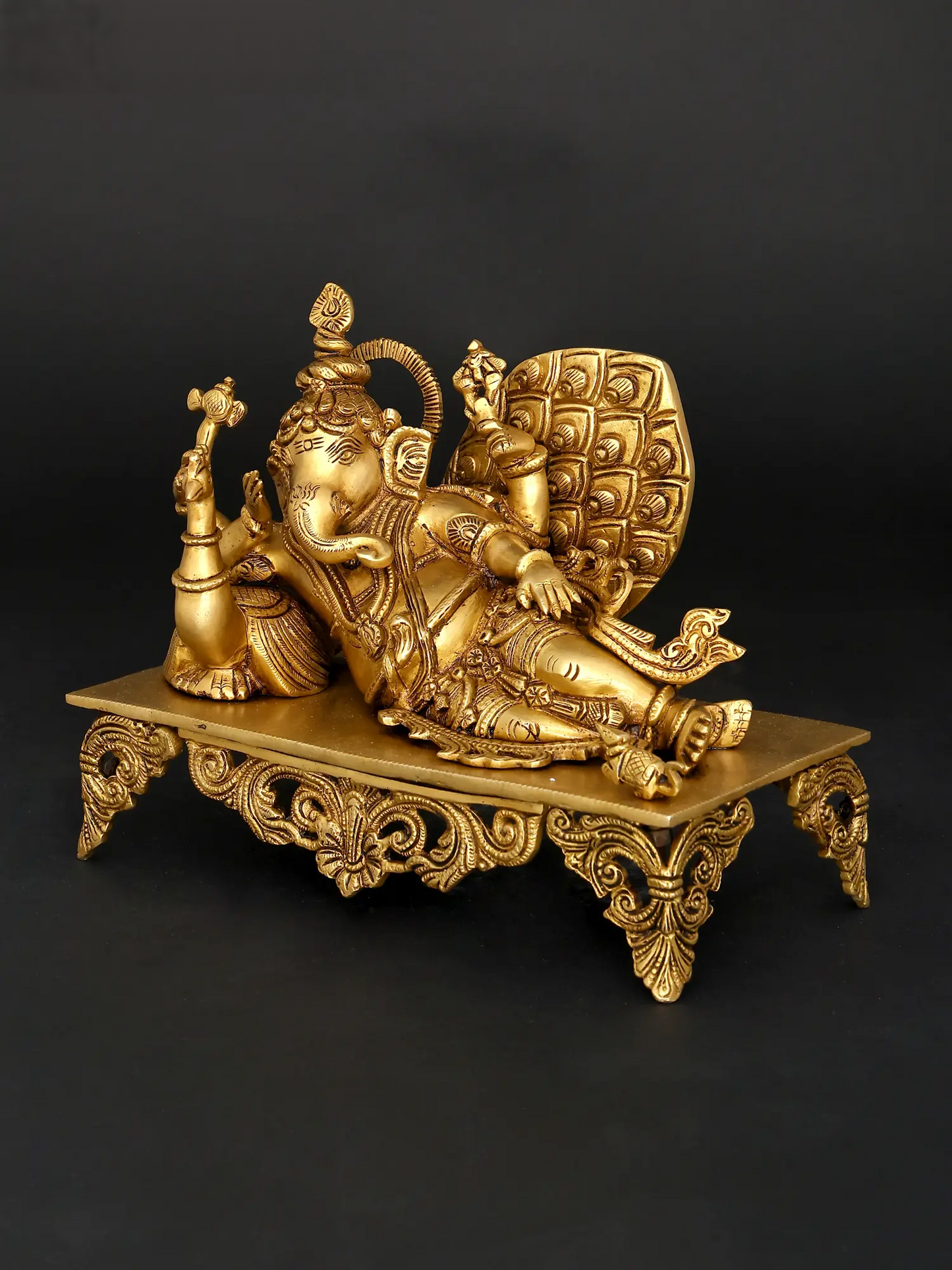 Brassaura™ Pure Brass Ganesha Idol for Home Temple Decor | 8.5 Inches Height | 5.80 kgs