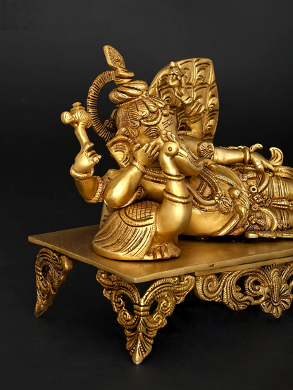 Brassaura™ Pure Brass Ganesha Idol for Home Temple Decor | 8.5 Inches Height | 5.80 kgs
