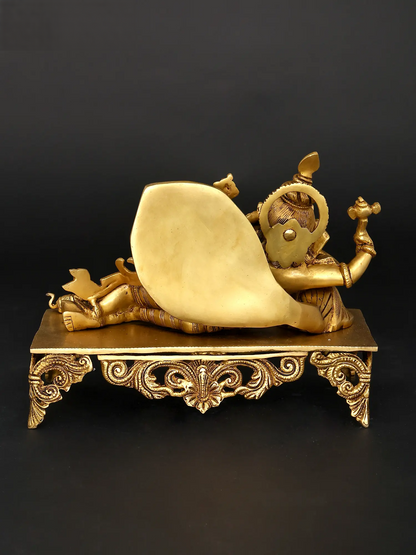 Brassaura™ Pure Brass Ganesha Idol for Home Temple Decor | 8.5 Inches Height | 5.80 kgs