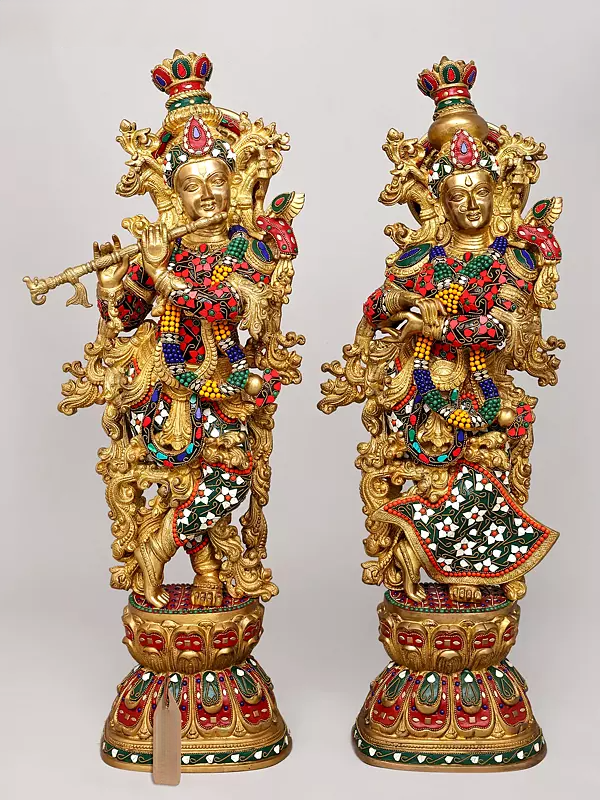 Brassaura® Brass Radha Krishna Statue | Height 29 Inches & Weight 41.80 kg