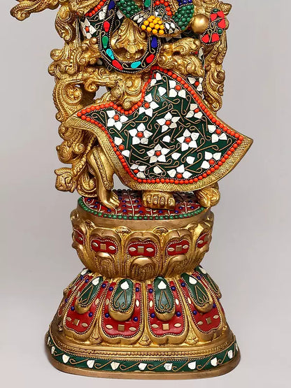 Brassaura® Brass Radha Krishna Statue | Height 29 Inches & Weight 41.80 kg